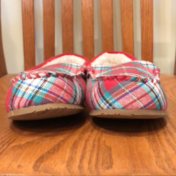 Land’s End Red, Suede, Plaid, Flannel Slippers, Size 9B - Picture 4 of 6